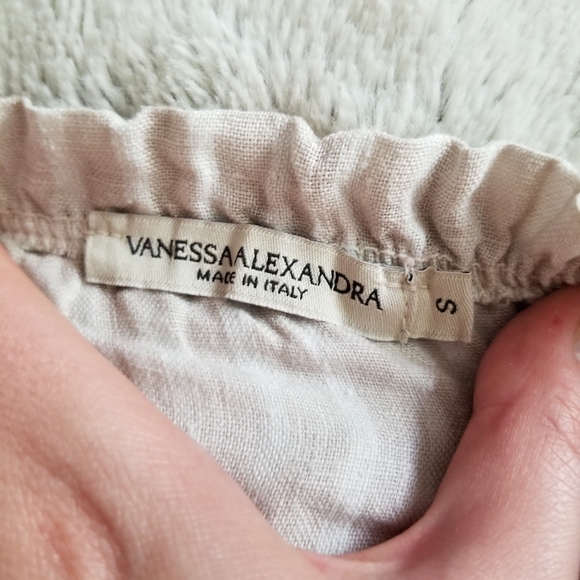 🇮🇹 VANESSA ALEXANDRA Linen Blend Ruffle Neck Dress Size S - Picture 6 of 11